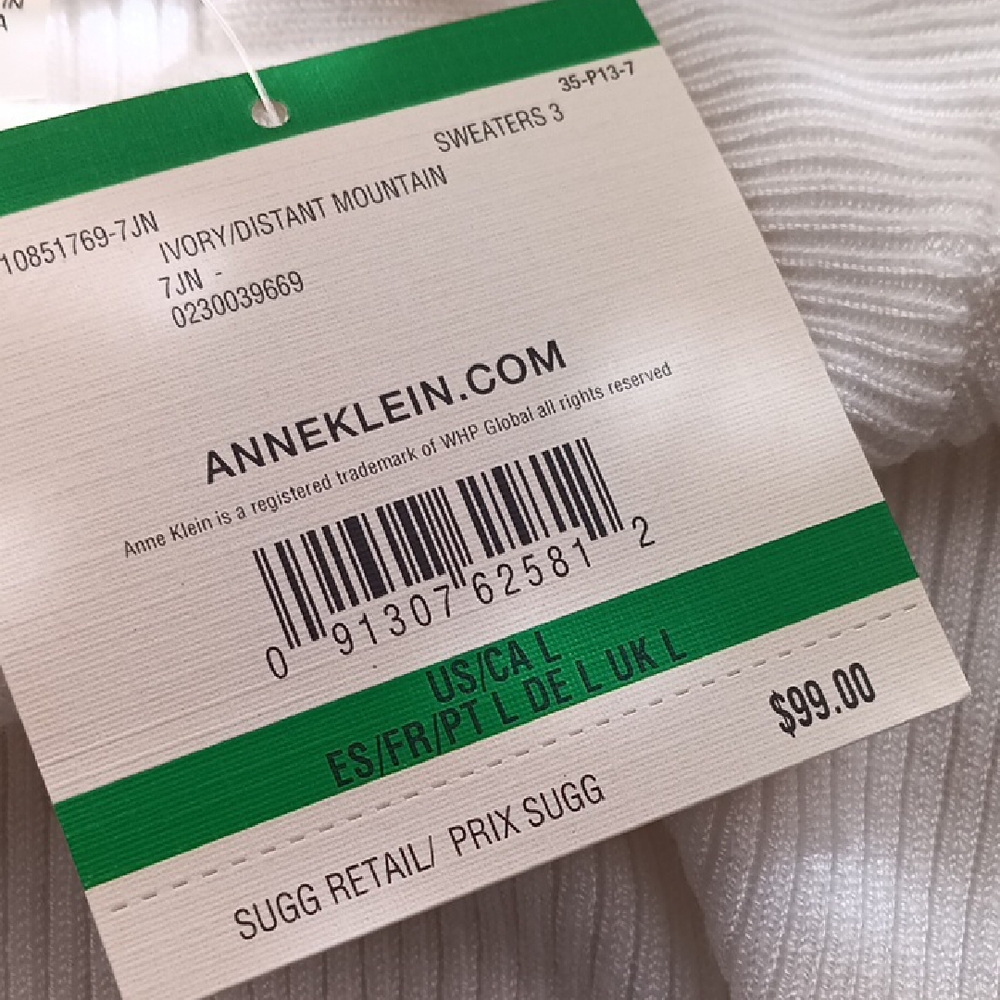 Anne Klein Womens Navy Blue/ White Striped Long Sleeve Knit Sweater sz L - Picture 11 of 12